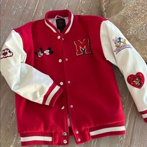 Mickey & Friends Varsity Jacket Coat Disney Jeweled Rhinestones Hearts